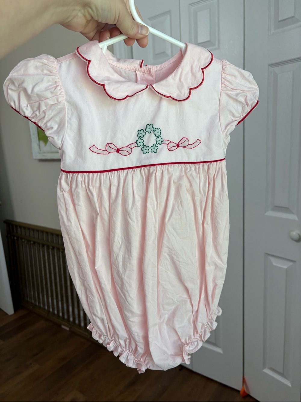 Little English Baby Girls 2T Pink Embroidered Bubble Scallop Collar